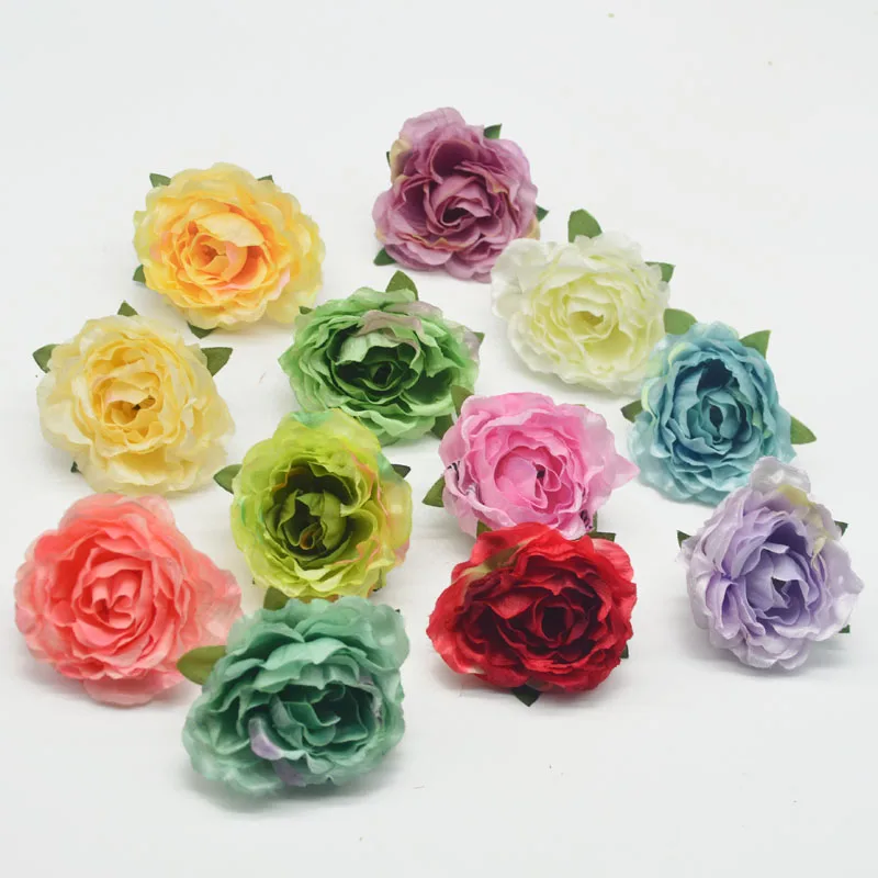 

5pcs 5cm Silk Rose Artificial Flower Wedding Party Home Furnishings DIY Wreath Sheets Handicrafts Simulation Cheap Fake Flowers