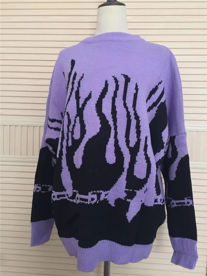 Autumn Winter Harajuku Flame Knitting Bat Sleeve Pullover Sweater Women Tide Outerwear Autumn Winter Harajuku Flame Knitting Bat Sleeve Pullover Sweater Women Tide Outerwear
