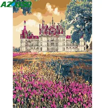 AZQSD масляная краска для сада замок краска по номерам Цветок Краска Холст Картина DIY пейзаж Ручная Краска ed Современная K456