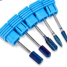 Синий карбид вольфрама боры нано-покрытие для ногтей сверло металлические биты для маникюра электрические аксессуары для ногтей 50 шт