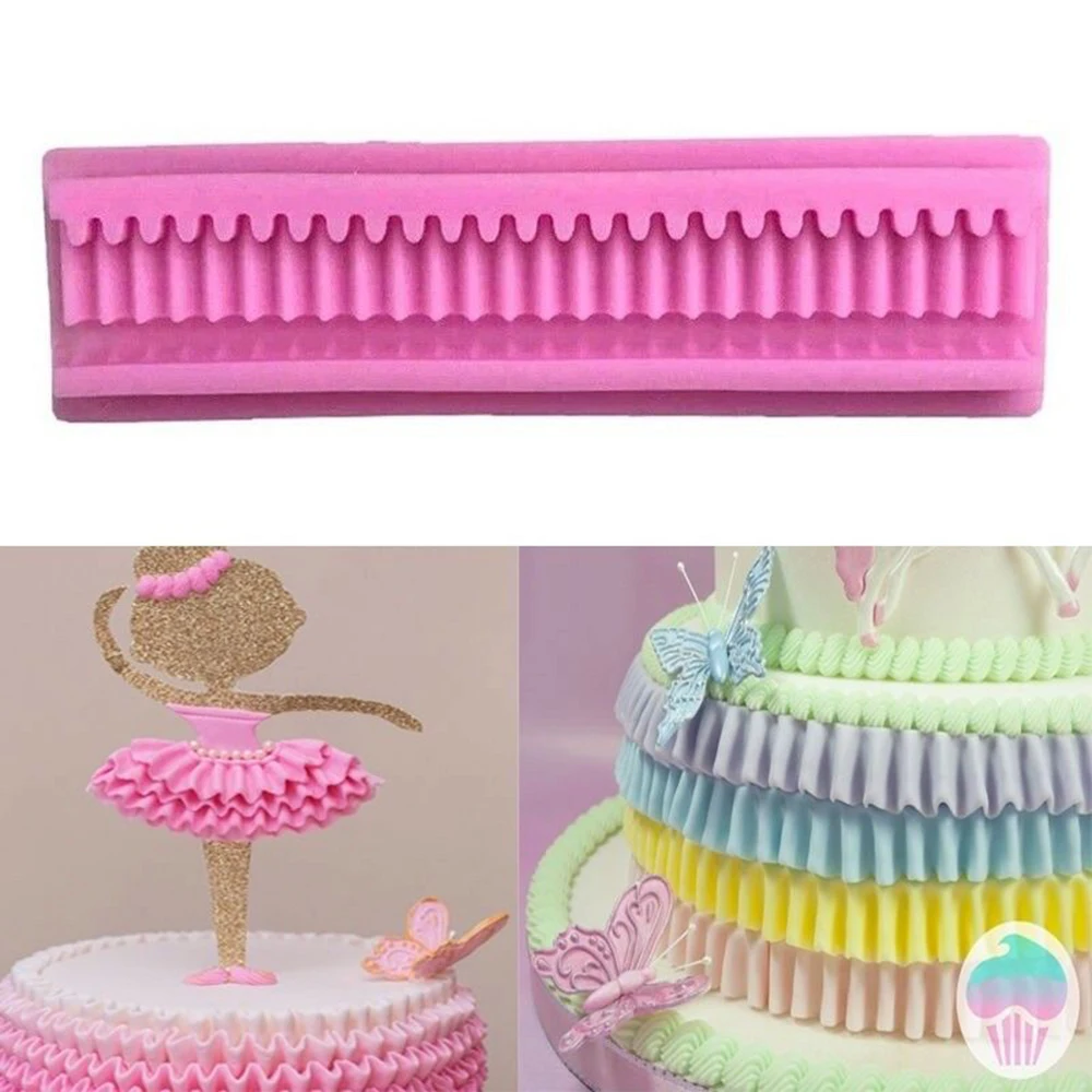 День рождения DIY формы для печенья кухонные принадлежности Инструменты для украшения торта рюшами кайма для мастики силиконовая форма