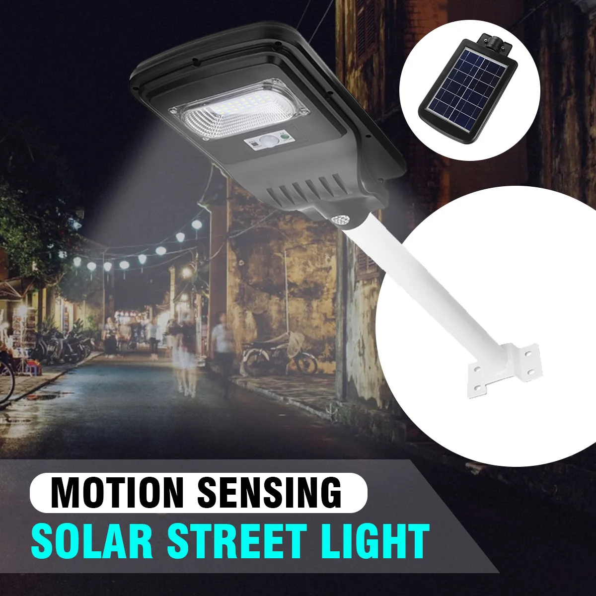 

LED Solar Street Light Wall Lamp Motion Sensor Light+Light/Remote Control 30W Outdoor Waterproof Security Garden Lamps
