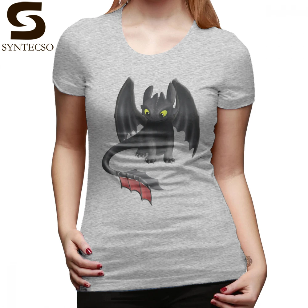 

Night T-Shirt Toothless Night Fury Inspired Dragon T Shirt Short-Sleeve Large size Women tshirt Print White Ladies Tee Shirt