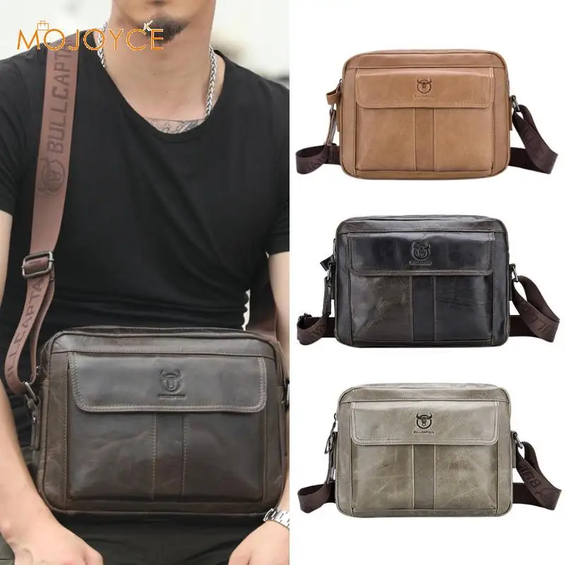 BULLCAPTAIN جلد أصلي للرجال حقيبة يد عارضة الأعمال الذكور جلد البقر Crossbody أكياس كبيرة قدرة السفر حقيبة ساعي