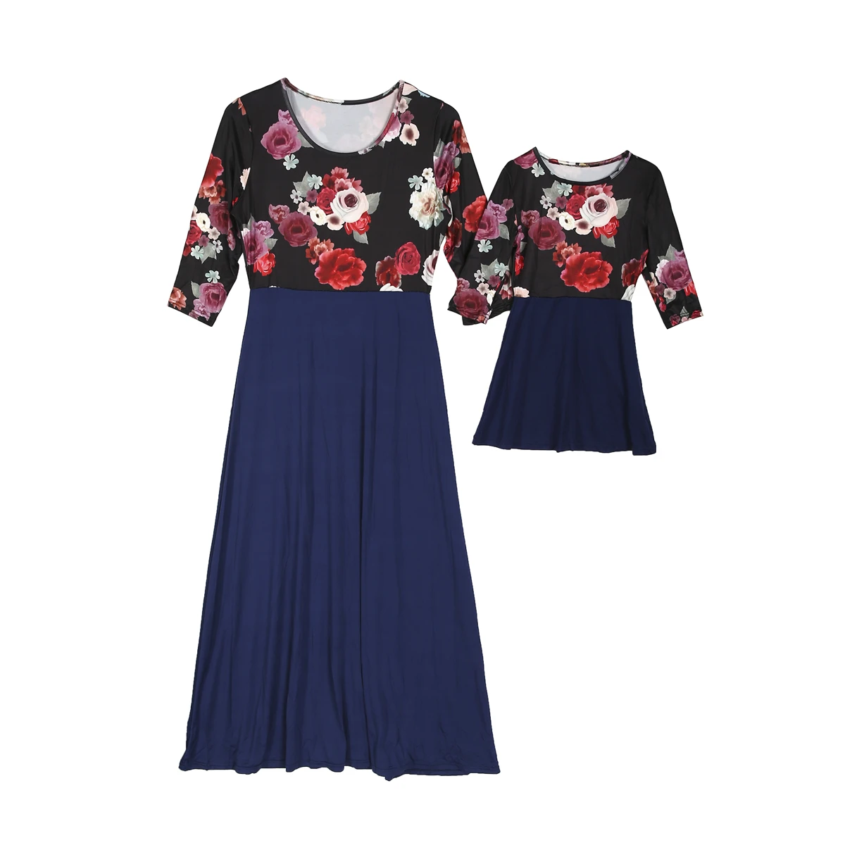 Одинаковые платья для мамы и дочки; длинное платье макси с цветочным принтом для мамы и дочки; одежда
