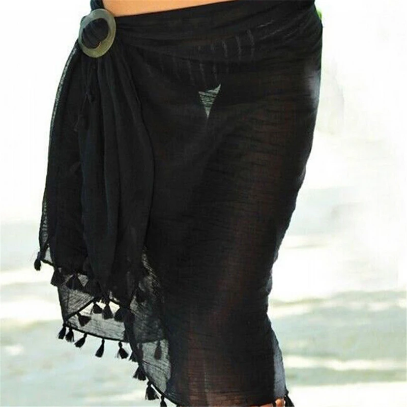 

Beach Skirt Summer Women Beachwear Tassels Bikini Cover Up Beach Wrap Sarong Bathing Suit Women Skirt Pareos Tunicas Playa Mujer