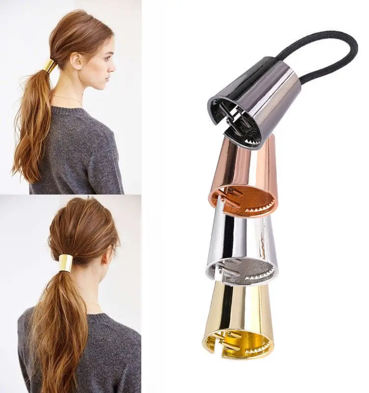 

Punk Gothic Fake Metal Hair Cuff Ponytail Clip Tie Holder Hair Band