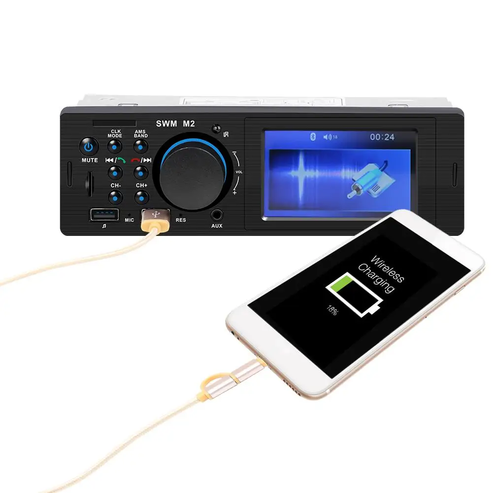 12 В 1Din автомобильный стерео MP3 музыкальный плеер FM Bluetooth USB TF AUX радио головное устройство светодиодный цифровой дисплей с пультом дистанционного управления
