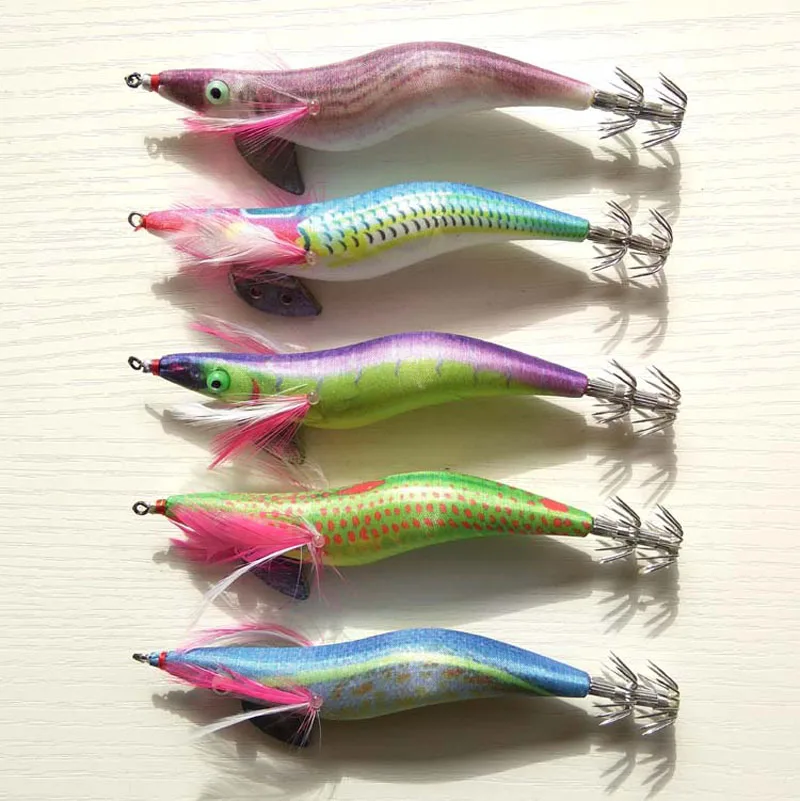 

5color 2.5# 3.0# 3.5# Top quality Gold/Shine color calamar squid jigs Japan type fishing squid lures Hard fishing lure