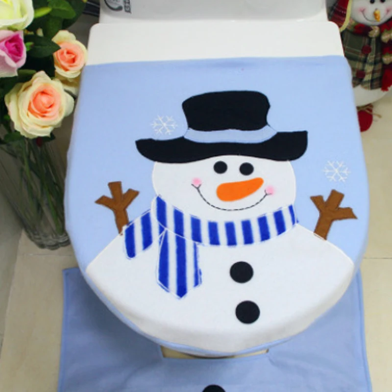 

Christmas Bathroom Toilet Seat Cover 2019 Xmas Flannel Ornaments Santa Claus New Year Navidad Christmas Decor Home