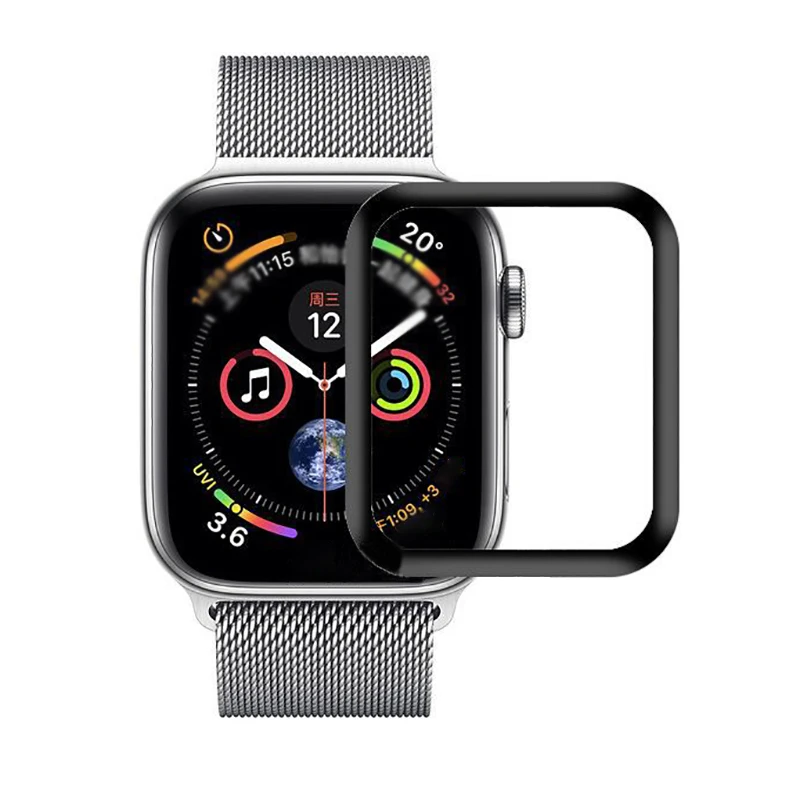 3D закаленное стекло полное покрытие для Apple Watch 4 защита экрана Мягкий край полная