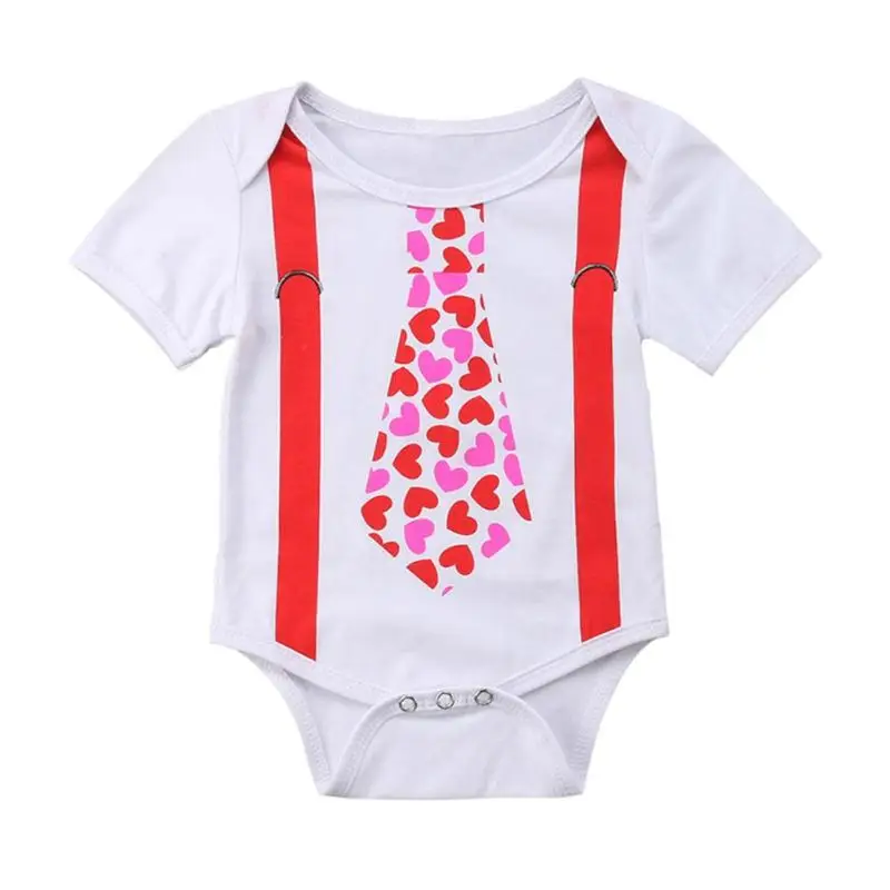 

Soft Cotton Summer Necktie Print Short Sleeve Baby Rompers Basic Cute Jumpsuit O-Neck Sleepwear Baby Newborn 3-18M