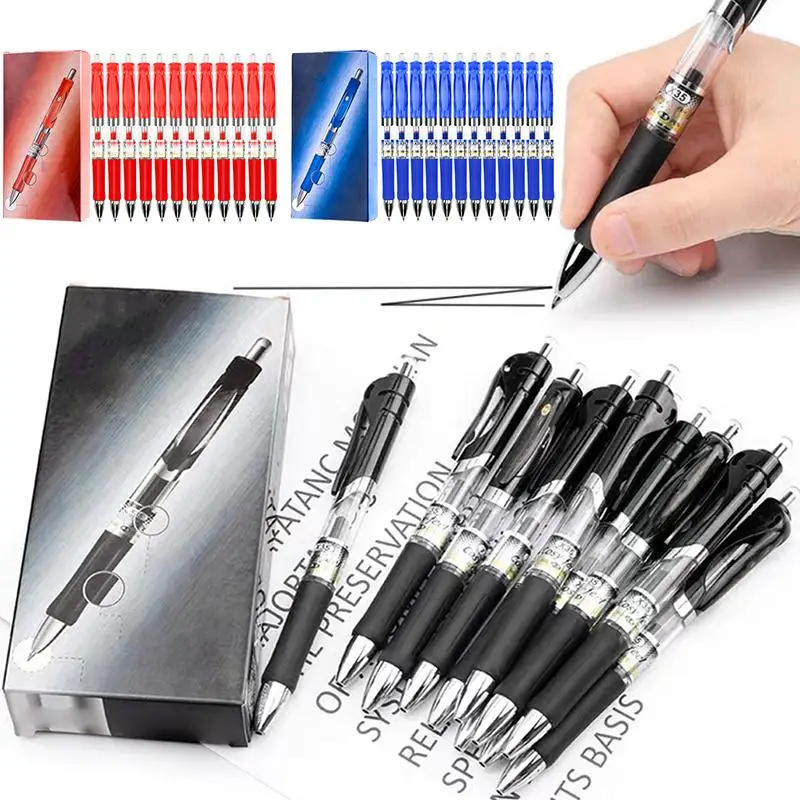 Ballpoint pen 12pcs Retractable Premium Gel Ink Roller Ball Pens 0.5mm Black Blue Red Ink Pens Office School Supplies