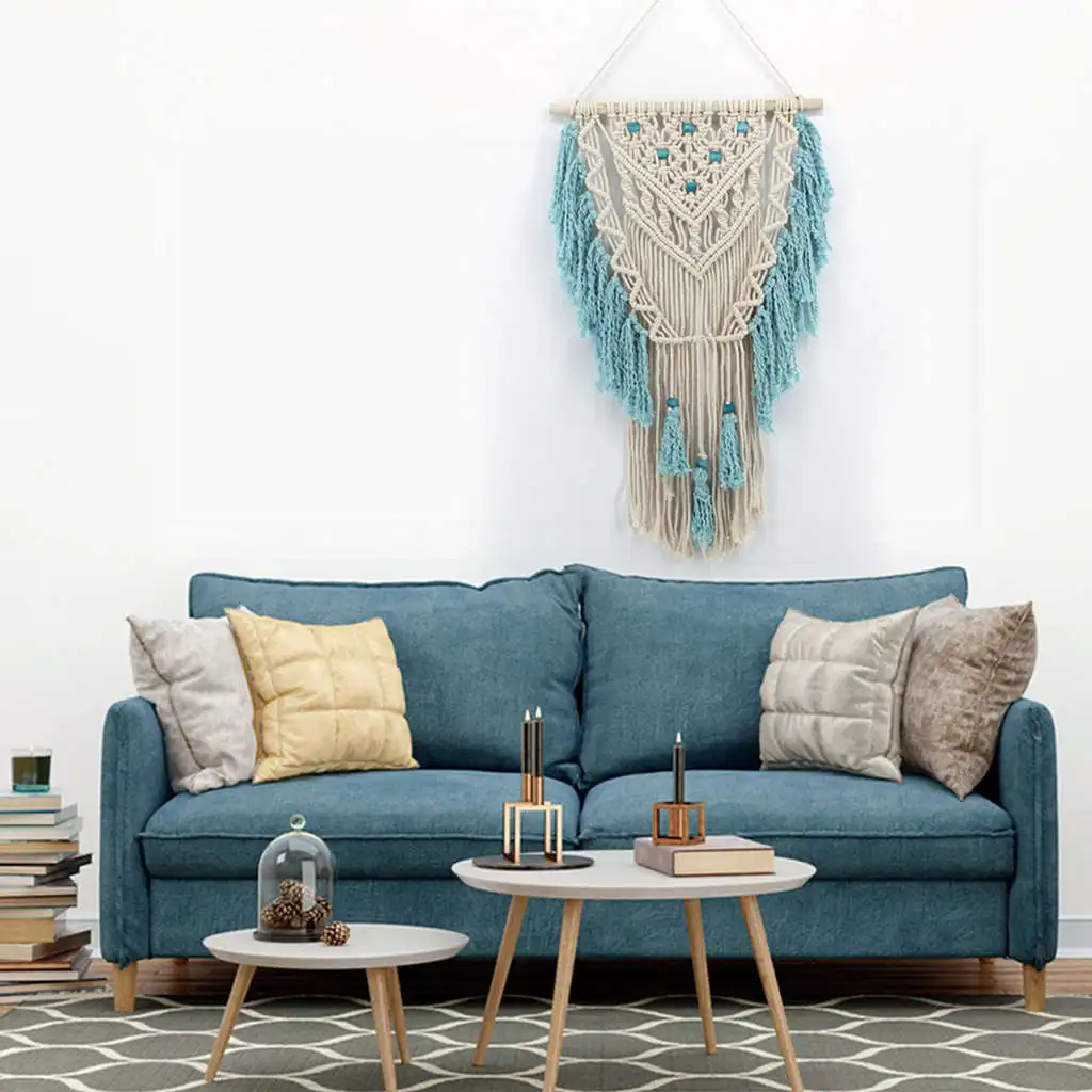 Arte da Parede Artesanal de Algodão Tapeçaria com Borla Atada Macrame Boêmio Boho Casamento Melhor Dormitório Decoração Mão