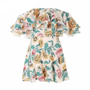 

Women Summer Jumpsuits Clothes Ladies Off Shoulder Ruffle Bodycon Playsuit Floral Print Romper Summer Sunsuit Outfis Clothings