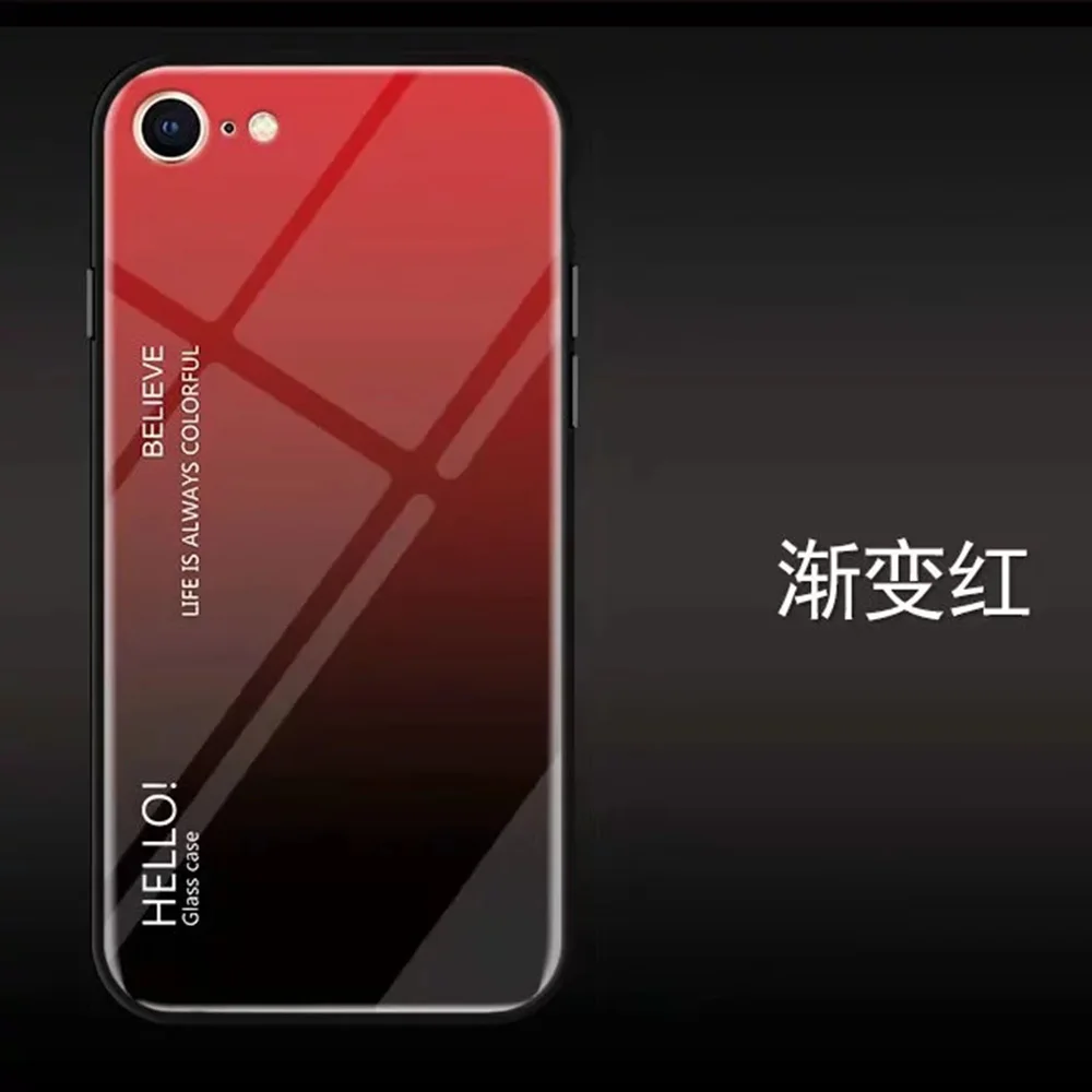 Gradiente de templado de vidrio de casos para iPhone 7 Cubierta bolsa de teléfono para el iPhone 6 6 S 8 Plus X XS X max XR Coque Capa Fundas suave lindo