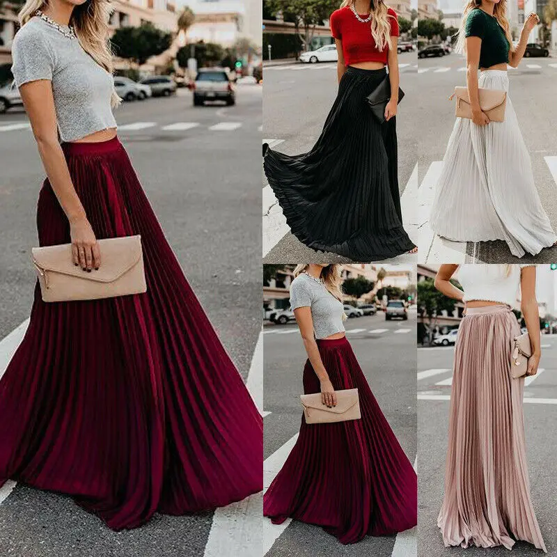 Женская шифоновая длинная юбка Boho пляжная плиссированная сарафан женские с