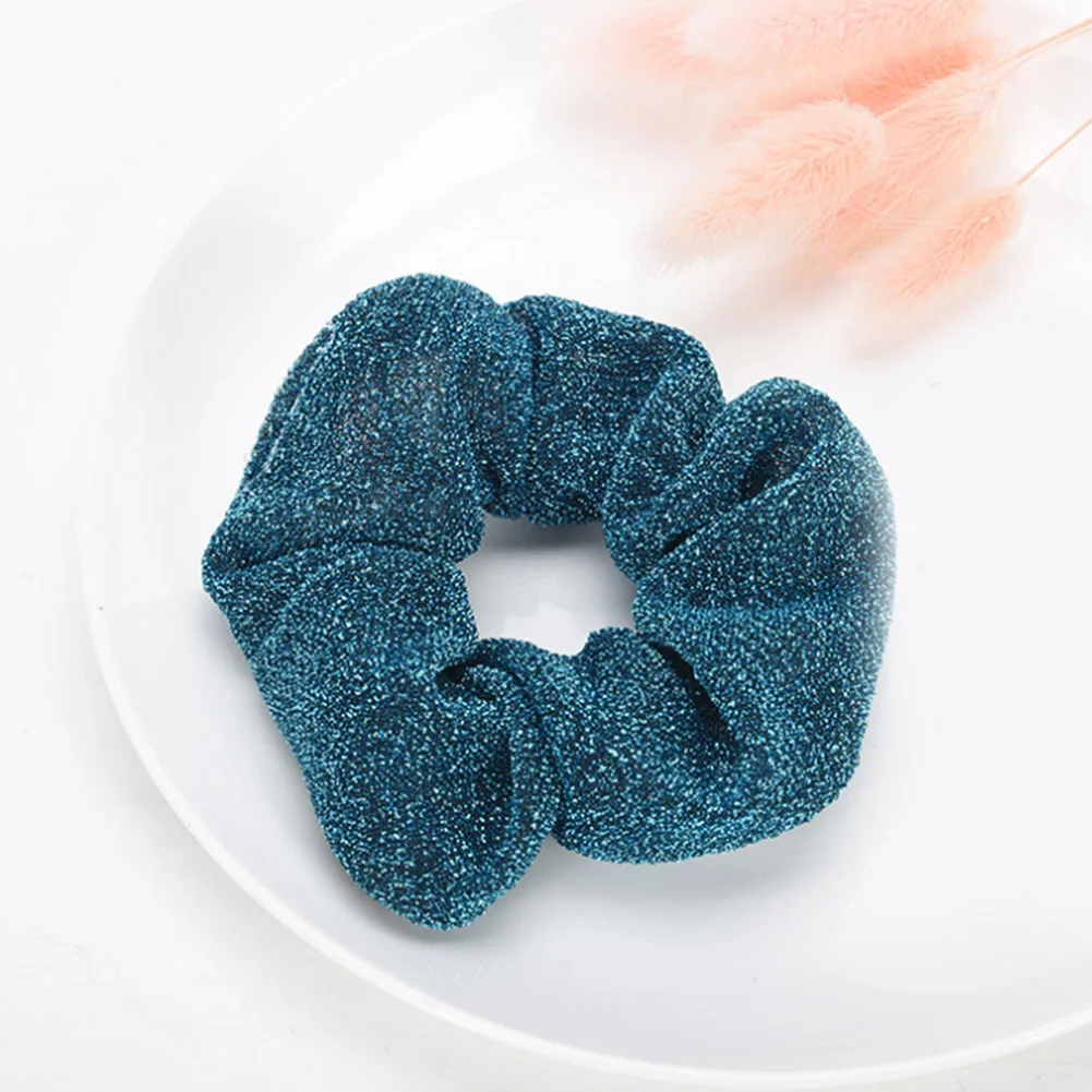 

Gold And Silver Bling Glitter Hair Scrunchie Elastic Hair Bands Women Ladies Fashion Hair Accessories Ties Rope Band For Dancing