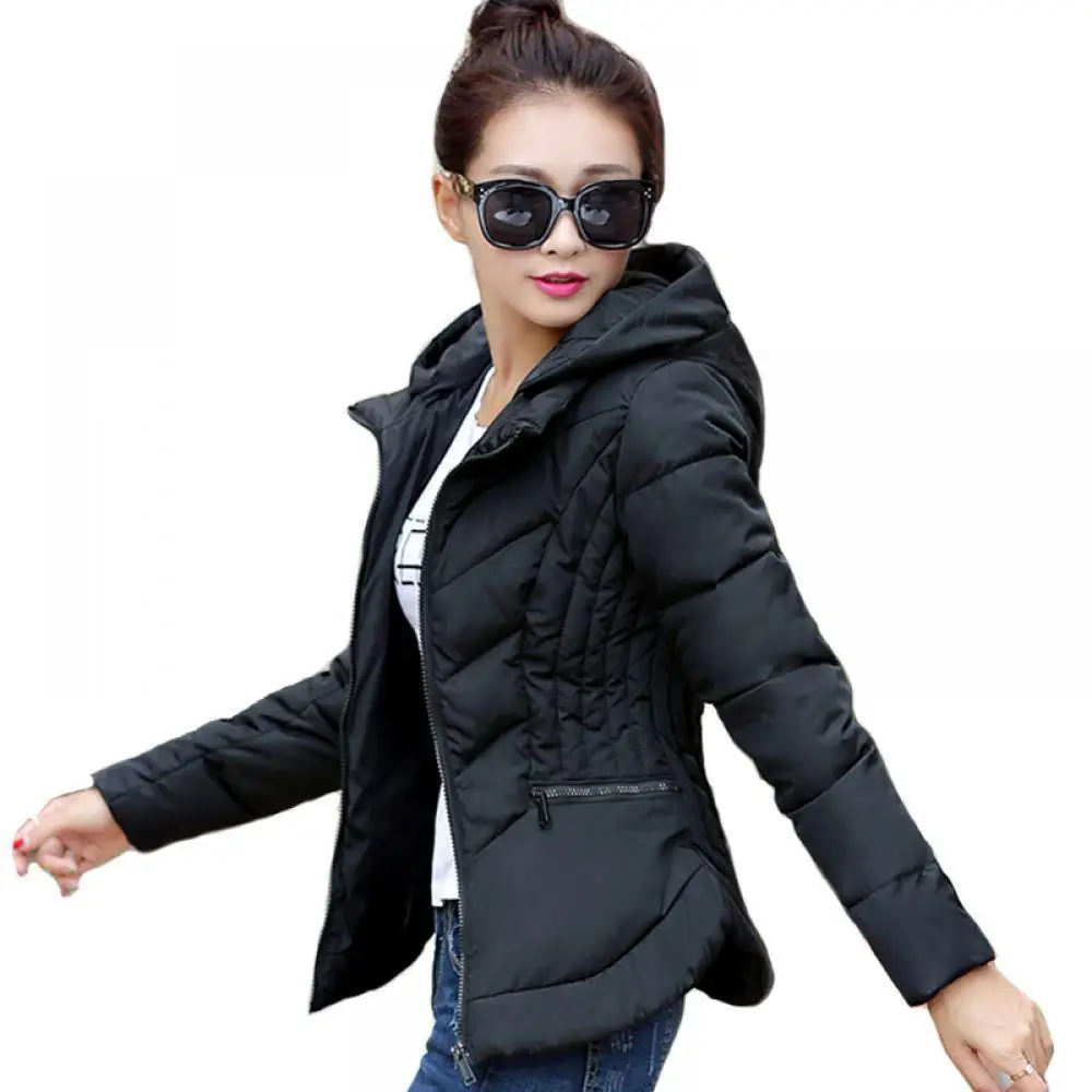 2018 Women Basic Jackets Cotton padded Plus Size Light Parka Coat