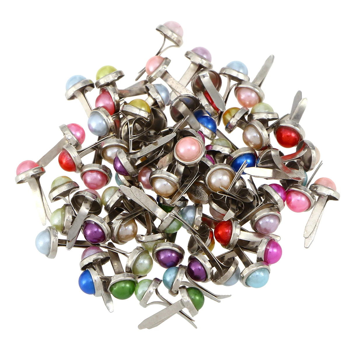

50pcs Mini Brads Practical Metal Assorted Colors Pastel Brads Pearl Brads Paper Fasteners for Stamping Crafts Making DIY