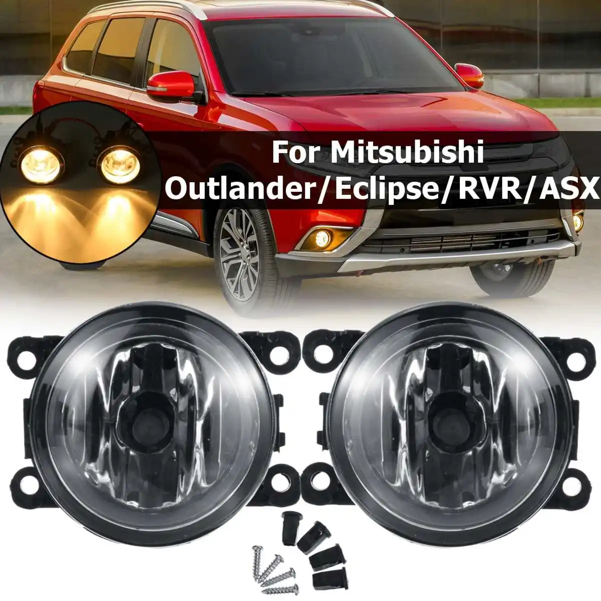 

for Mitsubishi Outlander PHEV Sport RVR Eclipse ASX 2007-2019 1Pair Car Front Bumper Fog Light With Bolt Headlights Driving Lamp