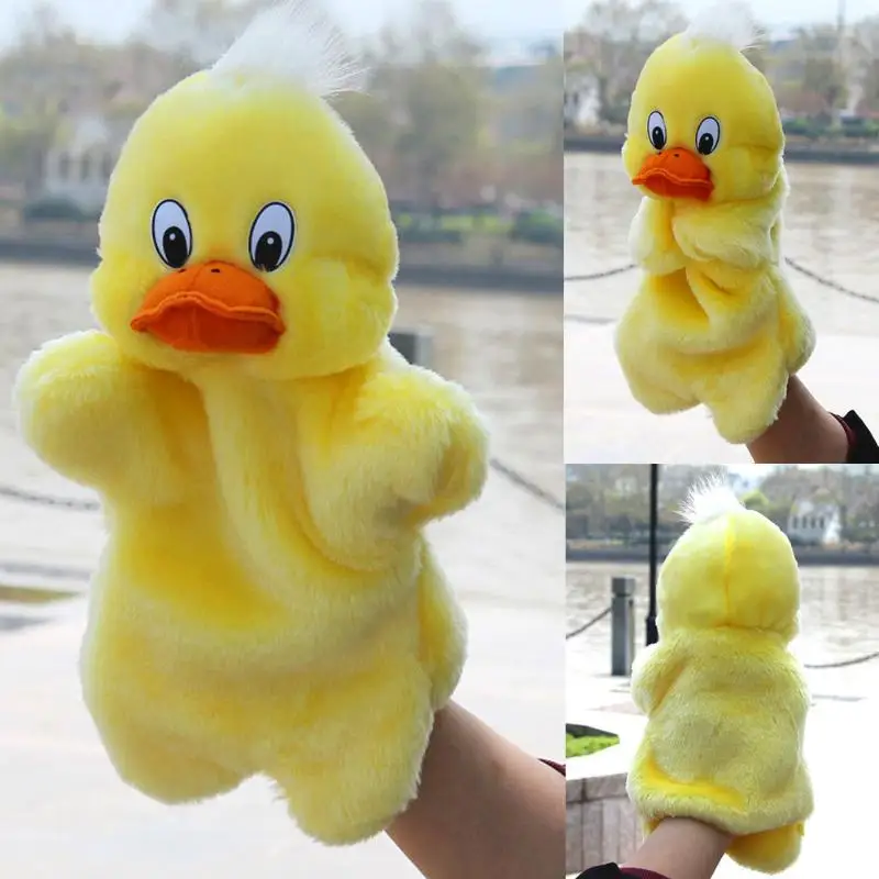

Yellow Duck Shape Plush Hand Puppets Animal Toys For Children Kids Soft Finger Puppets Toy Baby Plush Playing Dolls Toys Gifts