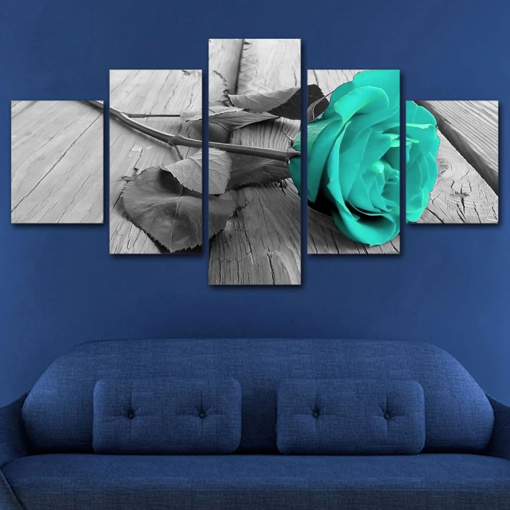 

5 Pieces Canvas Print Blue Rose Flowers Home Decor Red Rose HD Picture for Office Room Wall Decor Purple Rose Wall Art Dropship