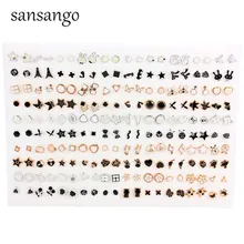 100 пара/лот мульти-стиль стандартной длины с красочными фруктами цветок геометрический кристалл серьги-гвоздики Комплект сережек для женщин девушек ювелирные изделия, серьги из сплава подарки