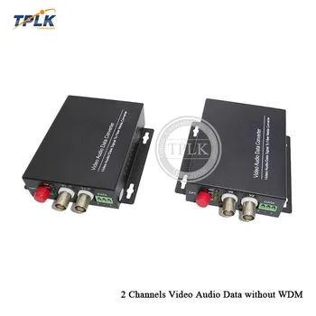 

1pair 2 Channels Video Audio Data fiber media converter with 1Channels 485 reverse data single fiber Without WDM