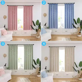 

Nordic Ins Modern Tulle+Black Out Double Curtains with Star Tassel Black Out Blinds Window Curtains For Living Room Home Textile