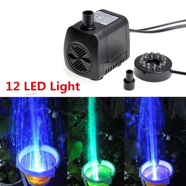 

800L/H LED Ultra-Quiet Submersible Water Fountain Pump Filter Fish Pond Aquarium Water Pump Tank Fountain 15W