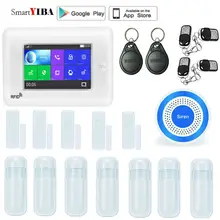 SmartYIBA 4," сенсорный экран wifi GSM сигнализация беспроводной против взлома сенсор Сигнализация Система 433 МГц датчики безопасности приложение-будильник Комплекты Управления
