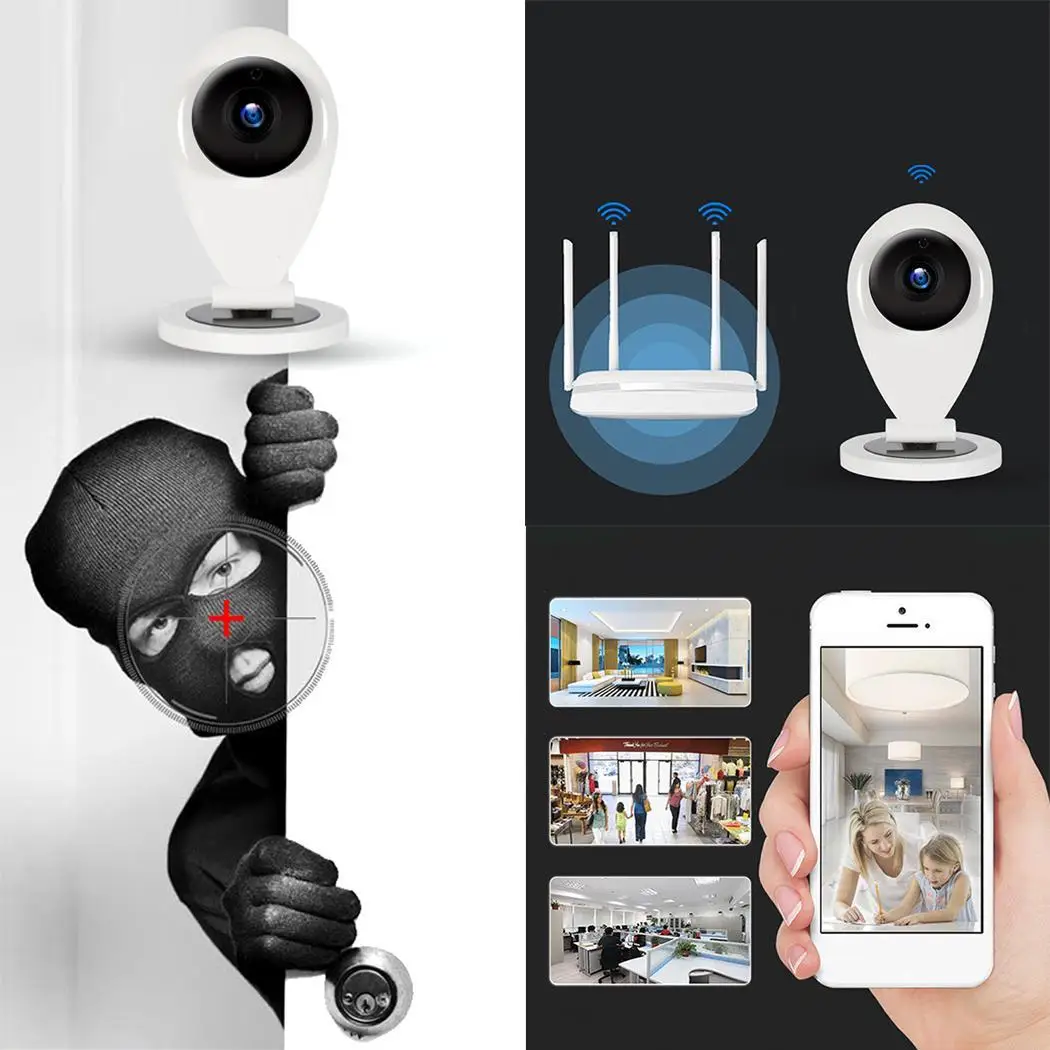 

Mini HD WiFi Camera Wireless Intelligent >48dB Network 3.6mm Android, iOS, Windows Surveillance Camera 10m 5V