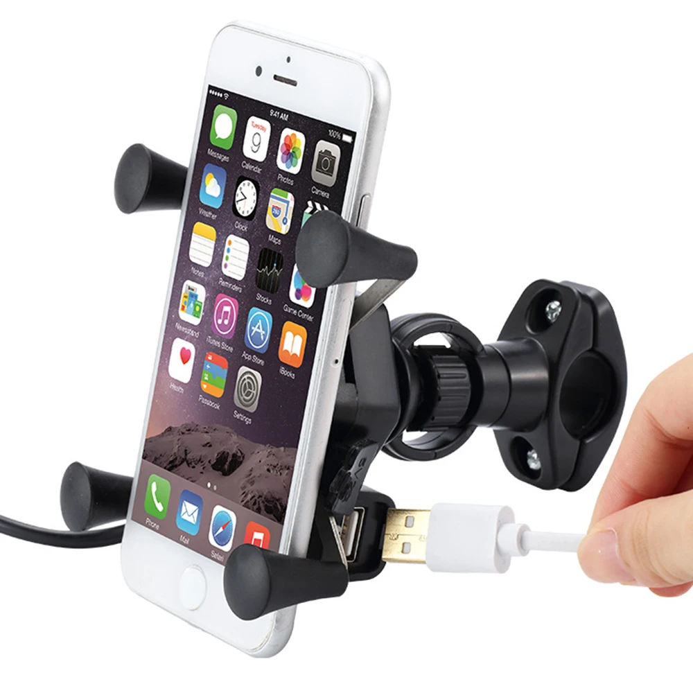 

Mobile Phone Holder Rack Navigation Bracket USB Charging 360 Degree Rotation for Electric Car Motorcycle