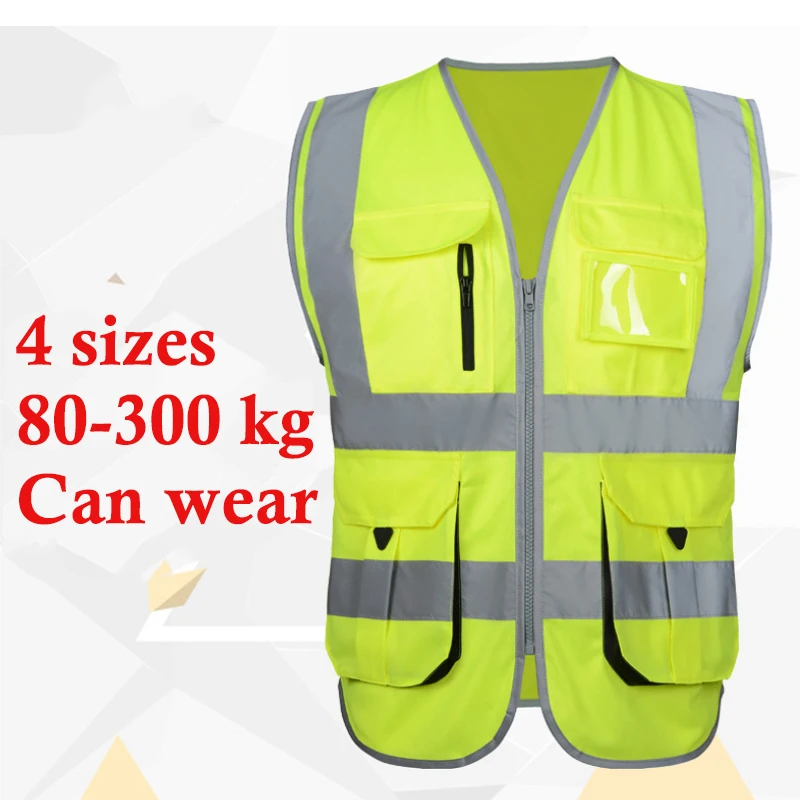 

Glowing visible safety clothingVest Reflective Vest Multi Pockets Workwear Safety Waistcoat Safety Clothing Hight Quality