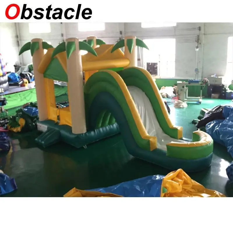 

rental business use 4 x 7m jungle theme bouncy castle slide combo inflatable slides bouncer house come with free blower