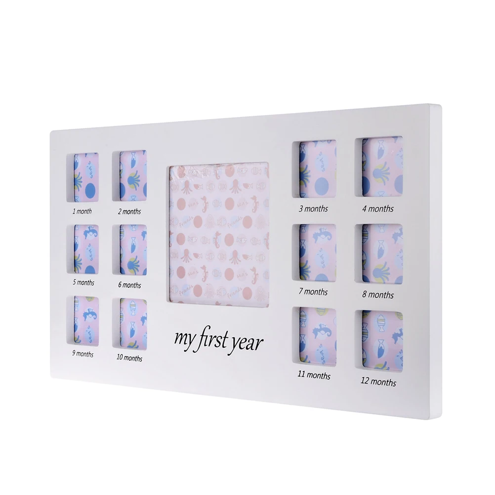 

1pc Photo Frame White Wooden Handprint Footprint Clay Picture Case Kit Photo Frame Tool for Baby Infant Newborn