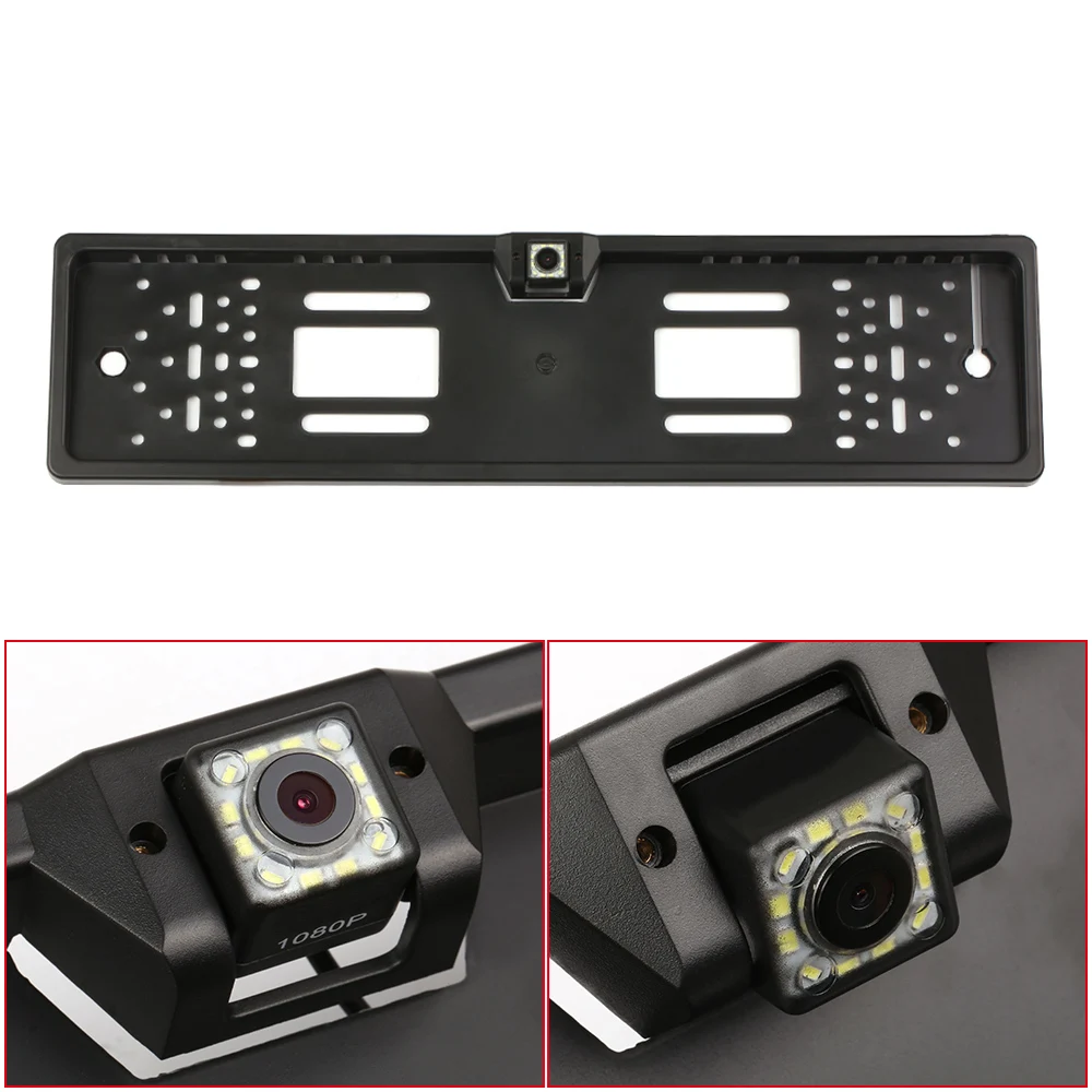 High quality European License Plate Frame Backup Camera 12 LED 1080P