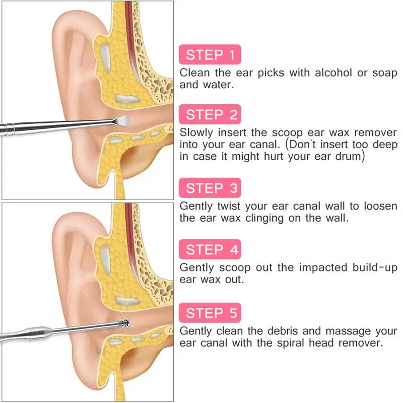 3 шт. набор из нержавеющей стали, Ушная ложка, Ушная кюретка для очистки ушной серы, инструмент для очистки