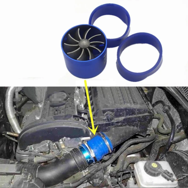 

Car Double Dual Turbo Air Intake Turbine Gas Fuel Saver Fan Turbo Supercharger Turbine Fit For Air Intake Hose