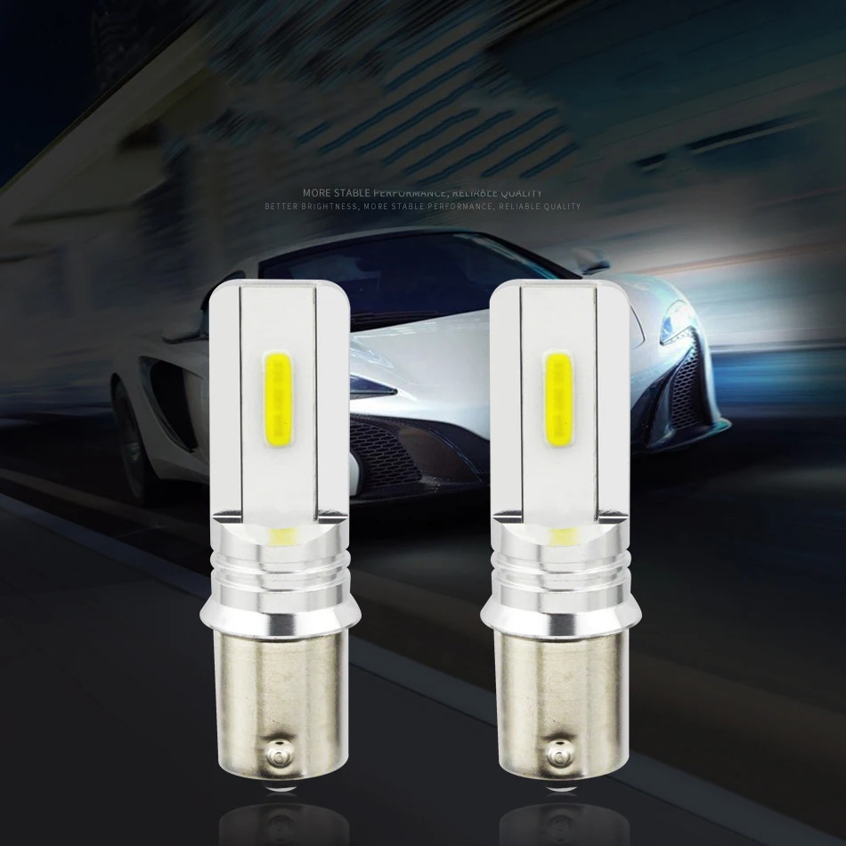 

2Pcs Ba15S 1156 Cob 30W Car Reversing Turn Signal Light Led Tail Light Bulb 6500K
