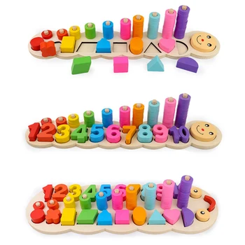 

Children Wooden Montessori Materials Learning To Count Numbers Matching Digital Shape Match Early Education Teaching Math Toys
