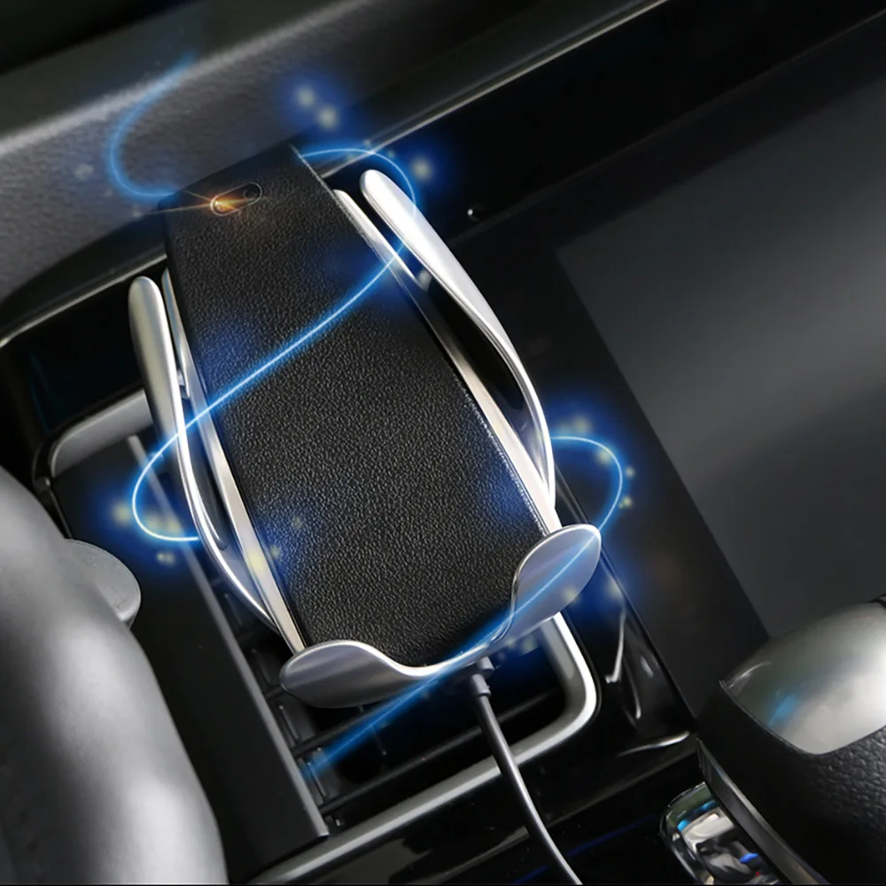 

QI Wireless Car Charger Automatic Clamping Mount Infrared Sensor Induction Charging Phone Stand Holder For IPhone For Samsung