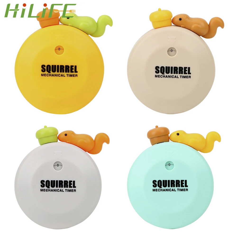 HILIFE Kitchen Timers Magnet Design 60 Minutes Countdown Alarm Reminder Cute Squirrel Mechanical Timer Cooking Tools | Дом и сад