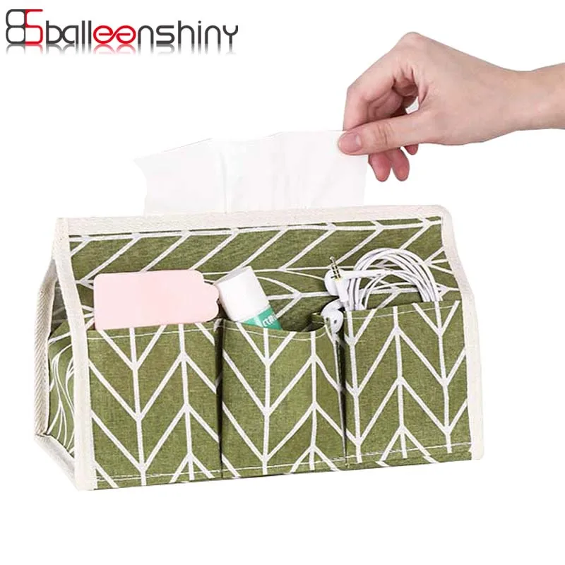 

BalleenShiny Multifunction Tissue Storage Box Waterproof Fabric Cotton Remote Control Holder Organizer Office Storage Tool
