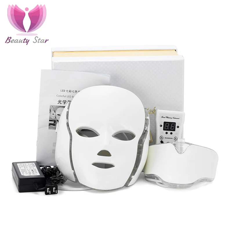 Beauty Star 7 Color LED Facial Neck Mask Micro current LED