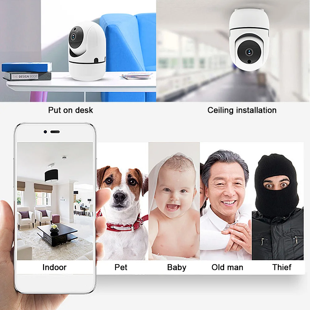  HD 1080 P 2.0MP Wifi Senza Fili del IP Della Macchina Fotografica di Sicurezza Domestica Mini Cam T