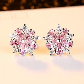 

Cute Fashion Creative Jewelry Women Earrings Flower Blossom Peony Pink Jelly Earrings Polishing Stud Party Earrings For Woman
