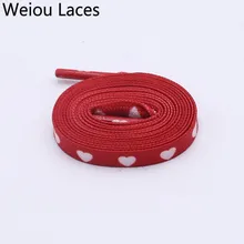 Weiou/Новинка 0,7 см полиэфирные двойные полые плоские печатные красно-белые сублимированные шнурки с изображением сердца для передачи тепла с цифровой печатью
