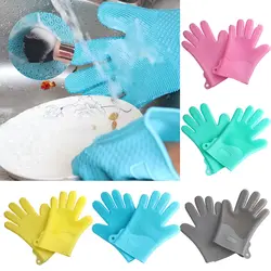 Магия силикона резиновые перчатки для мытья посуды губкой для очистки Экологичные очистки